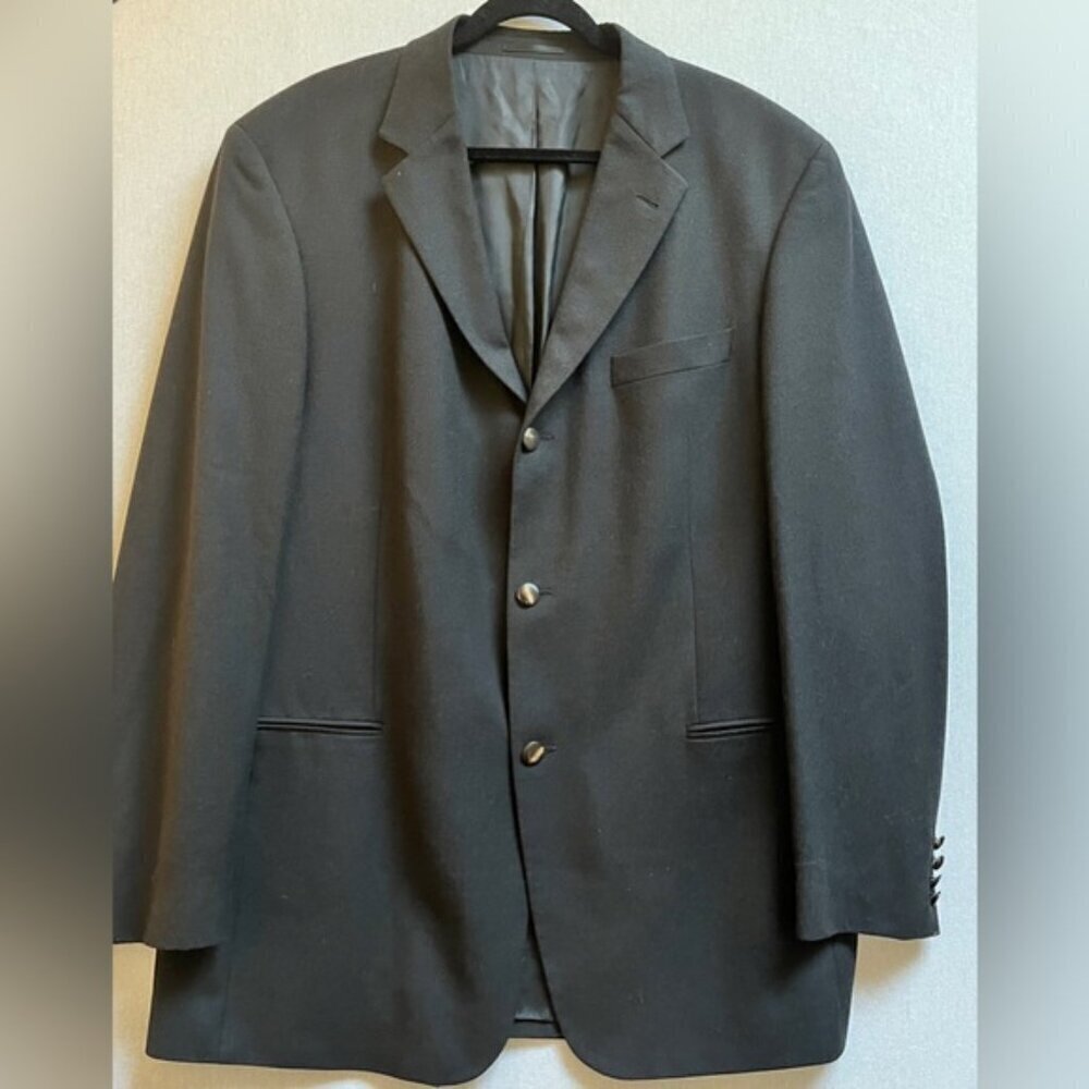 Vintage Hugo Boss Einstein Black Wool 3-Button Blazer Jacket 42R XL